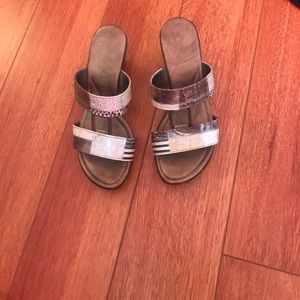 FAUX SNAKE PRINT ASYMMETRICAL DESIGNED WEDGES